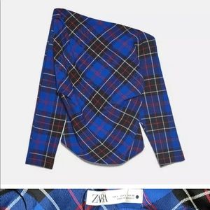NEW Zara Tartan Asymmetric Top NWT